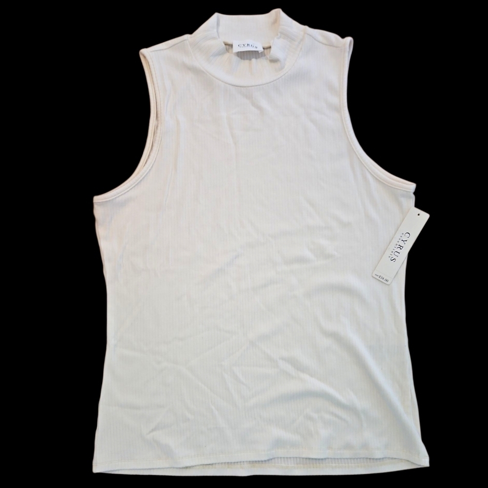 Cyrus Cream Sleeveless Blouse, Ribbed, NWT